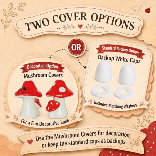 boeemi Ceramic Mushroom Toilet Bolt Covers, Tool-Free Install 2 Pack - Image 3