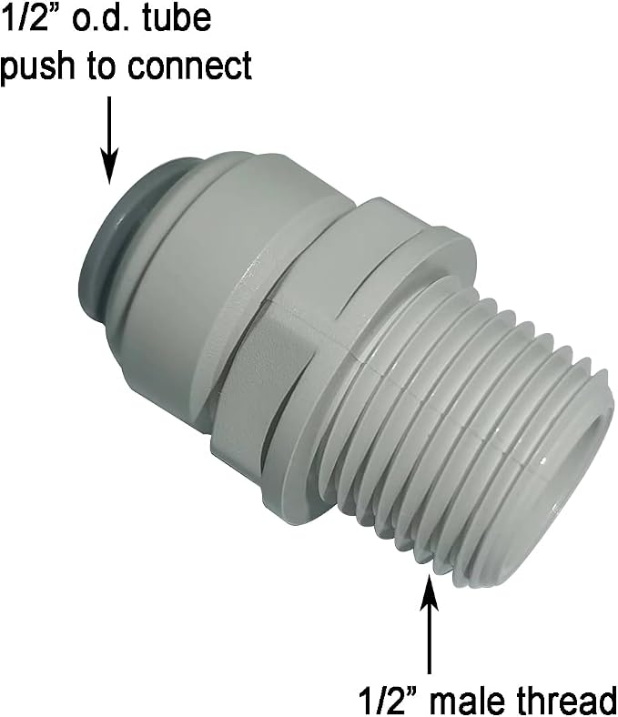 Acetal Copolymer 1/2" Tube OD Tube Fittings, 1/2" Male Adapter, Push to connect - Image 2