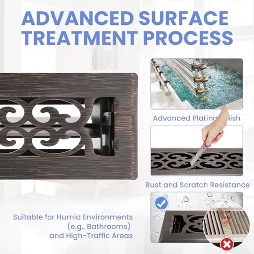 Howeall 2x10 Inches Heavy Duty Walkable Floor Register Easy Adjust Air Supply - Image 3
