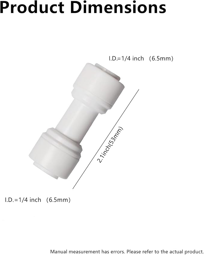 20 pcs 1/4" OD to 1/4" OD push fit straight union quick connector - Image 2