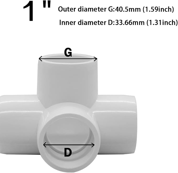 1Inch Tee PVC Fitting 4 Way Elbow Connector, Furniture Grade 90 Degree Elbow - Image 2