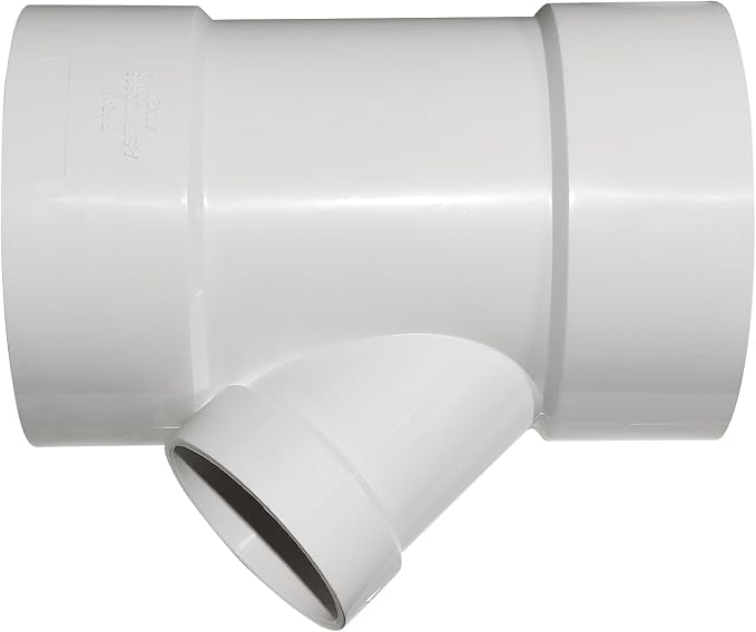 4"X4"X2" PVC 45 Degree Wye DWV Sanitary Drain Waste Reducer Y-TEE white | Vent - Image 5