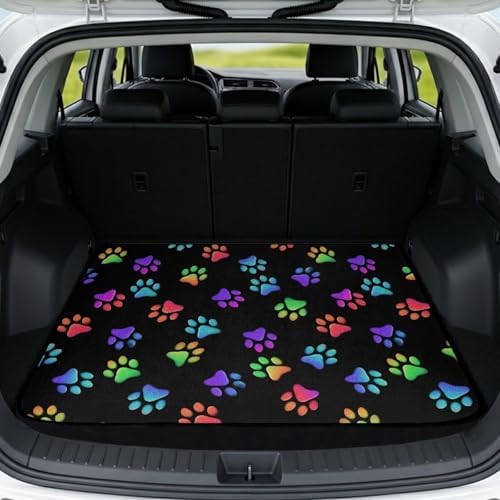 Colorful Dog Paw All Purpose Trunk Mat Universal Waterproof Cargo Liner by Darisoco