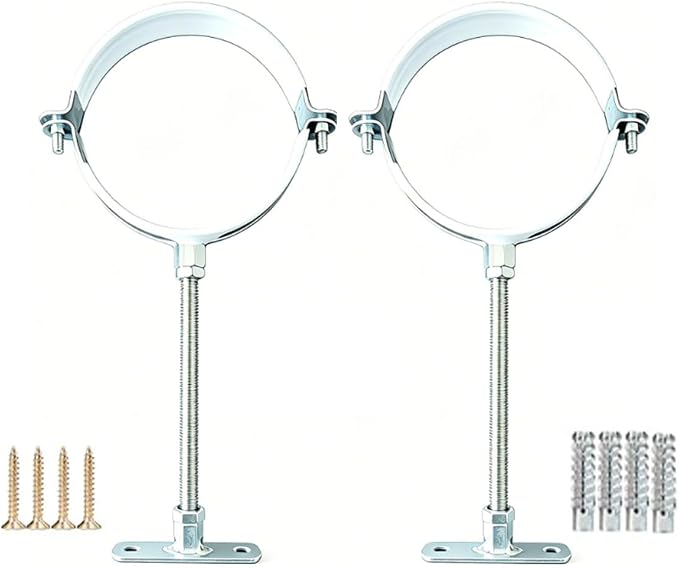 White 2 Sets 4-Inch Adjustable Pipe Hanger Strap, Heavy Duty Galvanized Iron by Unknown