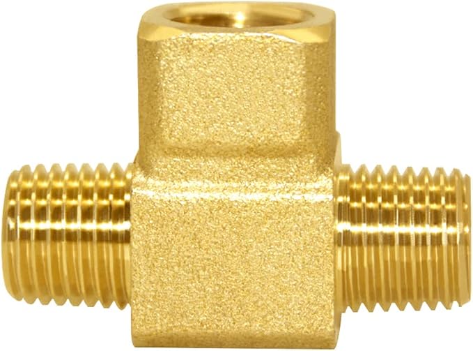 Joywayus Brass Pipe Fitting Barstock Street Tee T 3 way NPT 1/4" Male × 1/4" by Joywayus