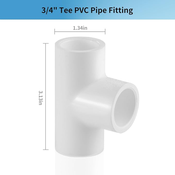 LESSO PVC Pipe Fittings, 3/4 Inch Tee 3-Way, 10 Pack | - Image 2