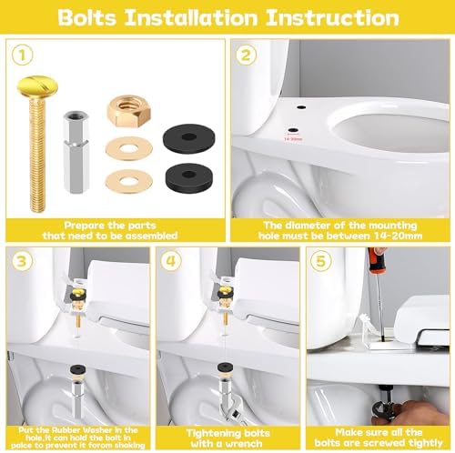 SelfTek 2Pcs Universal Toilet Seat Screws, Heavy Duty Toilet Seat Bolts Set - Image 6