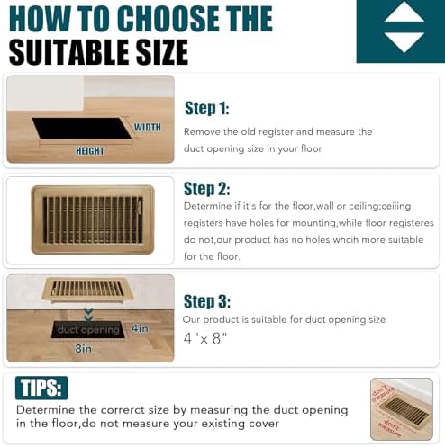 VOISEN Floor Register 4x8, 4 Pack Brown Floor Vent Covers - Image 3