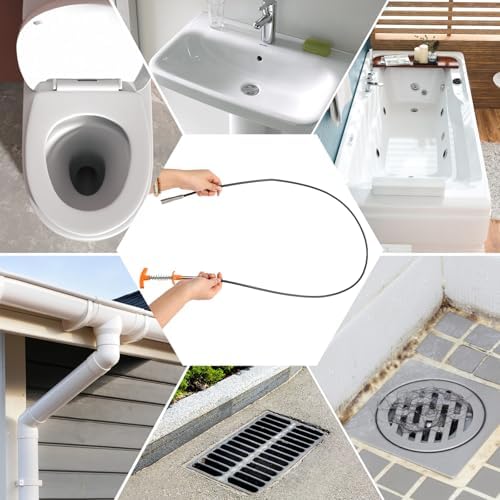 61 Inch Drain Snake Hair Drain Clog Remover Tool, Flexible Sink Snake Drain - Image 3