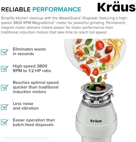 KRAUS WasteGuard 1/2 HP Continuous Feed Garbage Disposal - Image 5