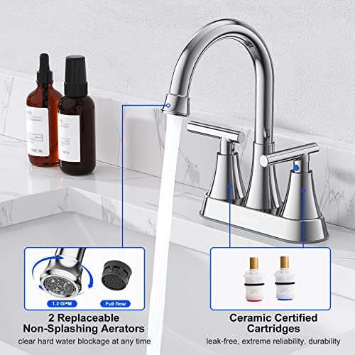Bathroom Faucet, Hurran 4 inch Centerset 2-Handle Lead-Free - Image 4