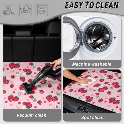 ELEQIN Pink Strawberry Daisy Car Cargo Liner Non Slip Backing Cargo Mat Rear - Image 5