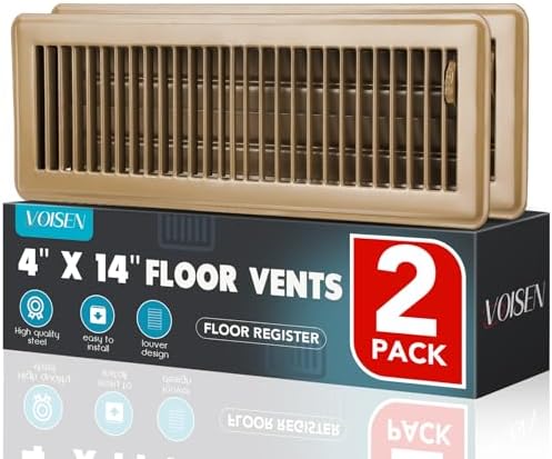 VOISEN Floor Register 4x14, 2 Pack Brown Floor Vent Covers by VOISEN