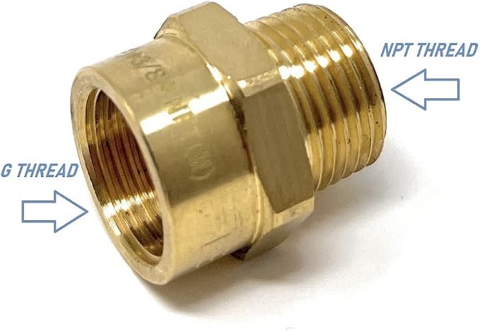Cascada 3/8" G Thread Female to 3/8" NPT Thread Male Pipe Fitting Adapter - Image 3