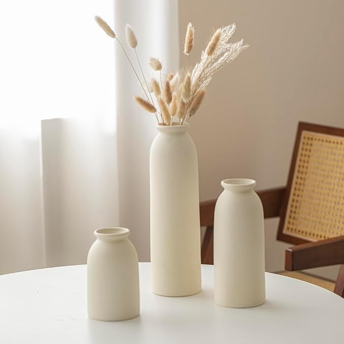 10.4 inches Tall Decorative Ceramic Vase Set, 3 Pieces, 10 inches Nordic Modern - Image 5