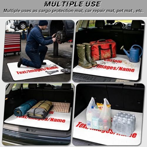Custom Red Text Trunk Mat Universal Waterproof Cargo Liner - Image 3