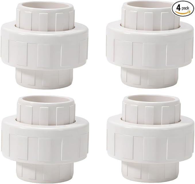 1 Inch PVC Union Coupling Pipe Fitting 1 Inch Schedule 40 Slip Union Adapter by JINUYYNA