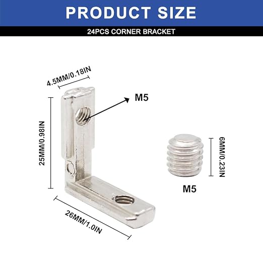 24pcs 2020 Extrusion Connector Corner Bracket Joint Silver | 2020 Extruded - Image 2