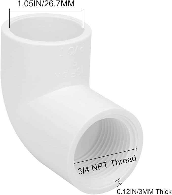 10Pack 3/4" Slip x Female Thread 90 Degree Elbow PVC Pipe Fittings Connector - Image 2