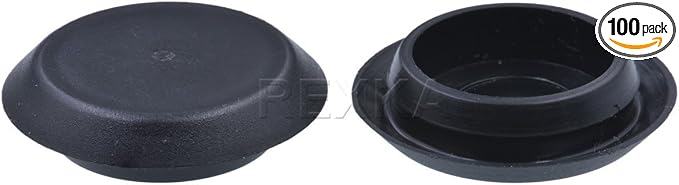 Rexka 100pcs 3/4" 0.75 inch Flush Mount Black Plastic Body and Sheet Metal Hole by Rexka