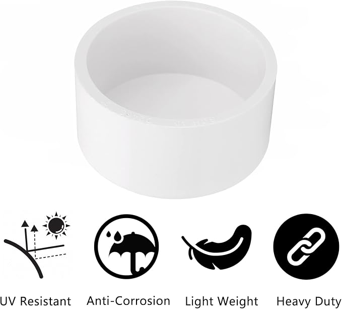 6 Pack 2" PVC Pipe End Cap Fitting, Schedule 40 Furniture Grade PVC Pipe End - Image 5