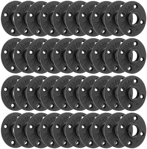3/4" Heavy Duty Black Floor Flange, 40 Pack Malleable iron Pipe Flange by HomeTZH