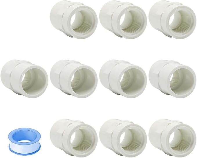 10PCS 3/4 Inch Female Thread White PVC Fittings 2-Way PVC Pipe Coupling Adapter by HayEastdor