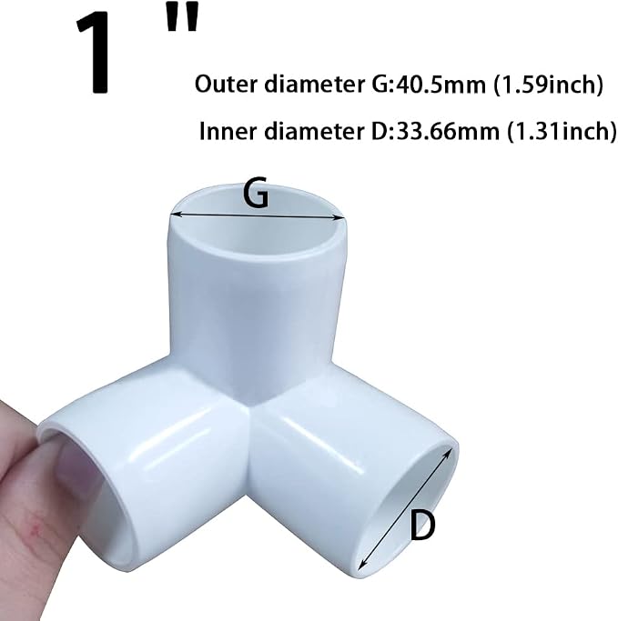 1“ Tee PVC Fitting 3 Way Elbow Connector, Furniture Grade 90 Degree Elbow Side - Image 2