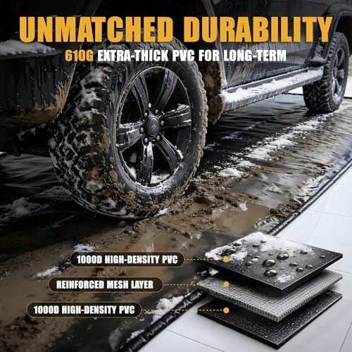 Garage Floor Mat 7'9"x18', 610GSM PVC Containment Mat Raised Edge - Image 3
