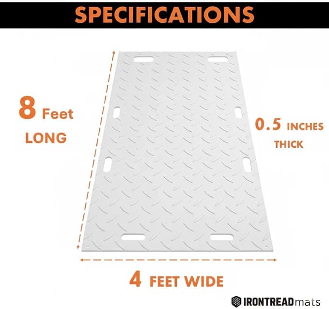 Ground Protection Mat 4’x8’ – ½” HDPE Diamond Tread 20 Pack - Image 2
