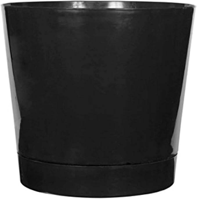 Root & Vessel Majestic Full Depth Round Cylinder Pot, Glossy Black by Novelty