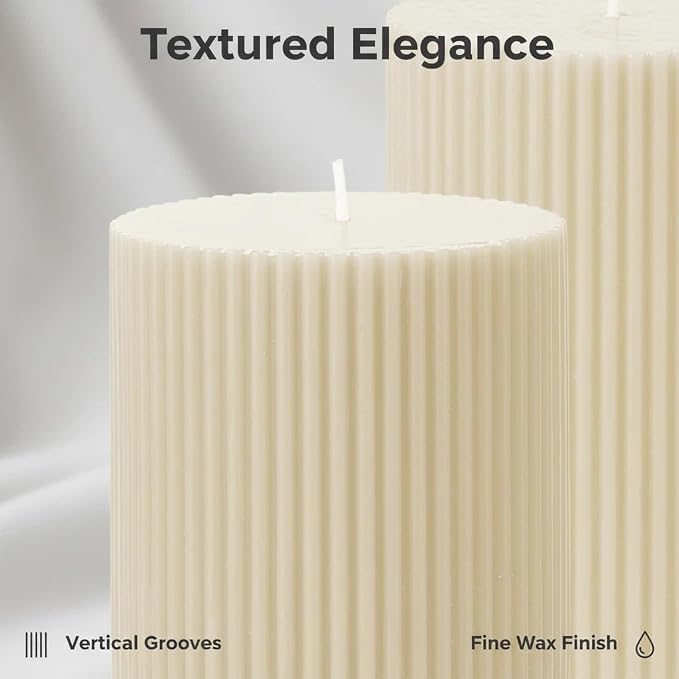 Pillar Candles Set of 4, Large Soy Wax Scented Pillar Candles | Aesthetic - Image 3