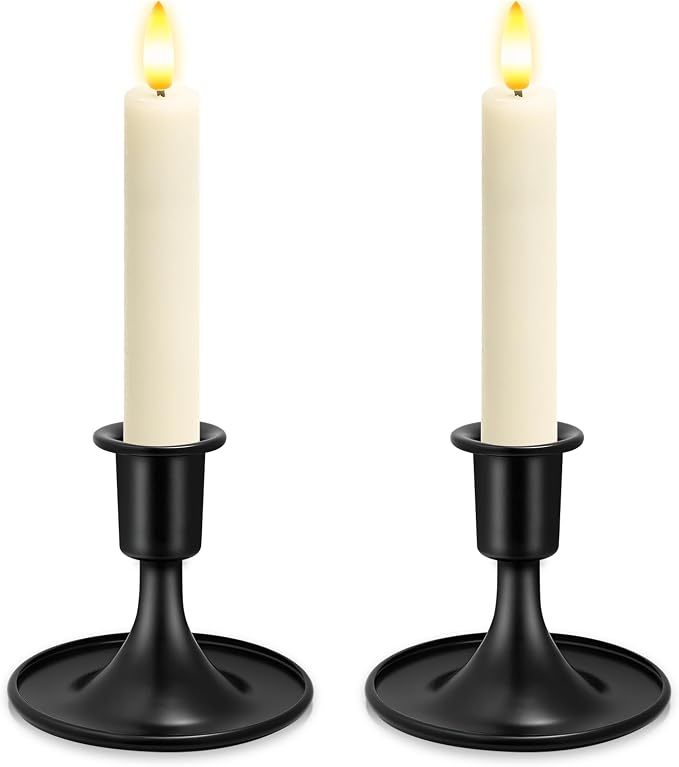 Candlestick Holders 2 PCS Short Metal Taper Candle Holders, KSWING Black Candle - Image 9