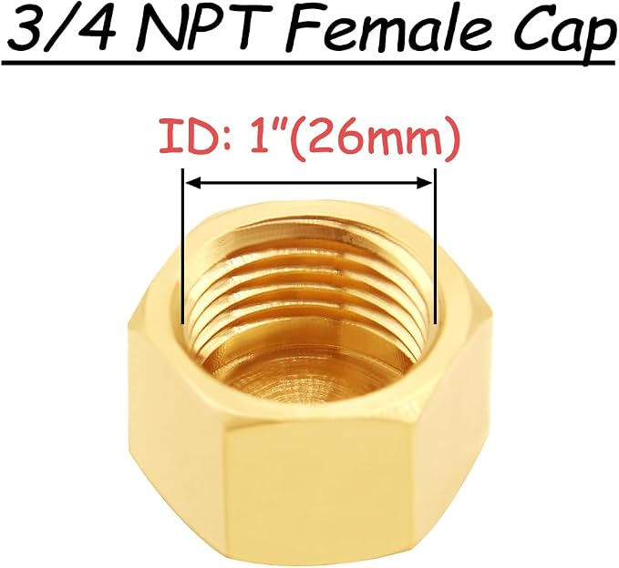 Uenede Brass 3/4 Inch Female NPT Pipe End Caps - Image 2