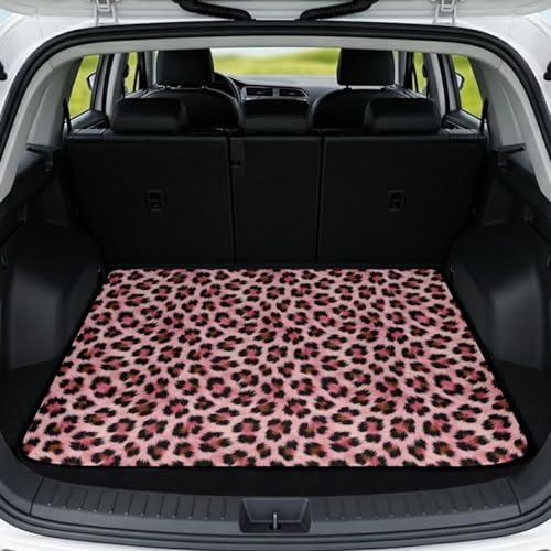Pink Leopard Universal Car Trunk Mat, Waterproof Cargo Liner by Mintulipy