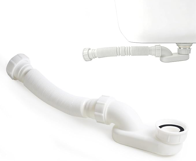 Low Profile 1-1/2" P Trap Flexible Bathtub Shower Drain Pipe Kit, Flat by Azucyzi
