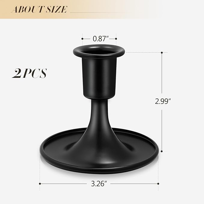 Candlestick Holders 2 PCS Short Metal Taper Candle Holders, KSWING Black Candle - Image 8