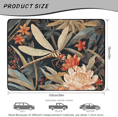 Dragonfly Floral Trunk Mat Universal Waterproof Cargo Liner Heavy Duty Non-Slip - Image 7
