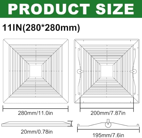 Bathroom Exhaust Fan Cover 11x11 Vent Cover - Image 2