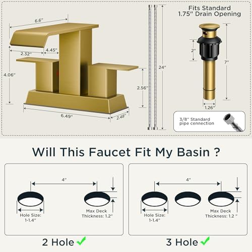 FORIOUS Bathroom Faucets 3 Hole - Image 2