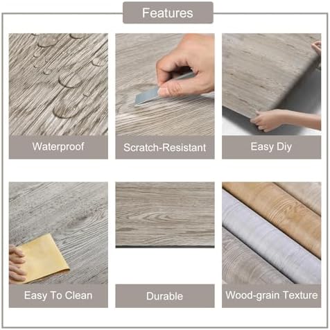 3D Peel and Stick Vinyl Floor Tile Roll Wood Plank Sticker 15.75"x 79"/8.6 Sq.Ft - Image 6