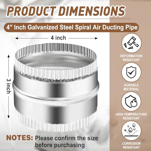 4" Duct Connector for HVAC Ducting, Dryer Vent Hose, Crimped Ends - Image 2