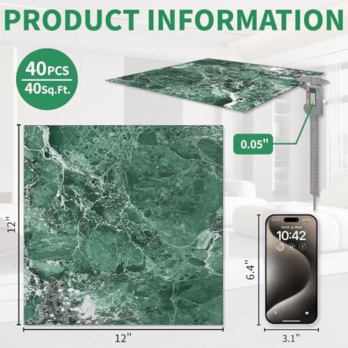 40 Pack Cover 40 Sq.Ft Peel and Stick Floor Tiles, 12” x 12” Self Adhesive - Image 3