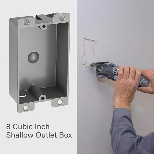6 Pack Shallow Outlet Box 8 Cubic Single Gang Old Work Junction Box – Grey - Image 4