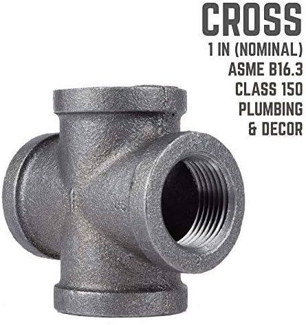 PIPE DECOR 1" Cross Fitting, Malleable Iron, Fits One Inch Diameter Black Steel - Image 3