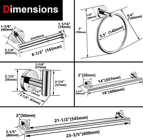 6 Pieces Polished Chrome Bathroom Hardware Accessories Set Hand Towel Ring - Image 7