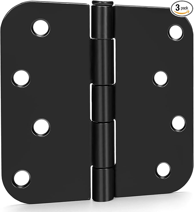 goldenwarm Pack of 3 Matte Black Heavy Duty Iron Door Hinges, 4 Inch x 4 Inch by goldenwarm