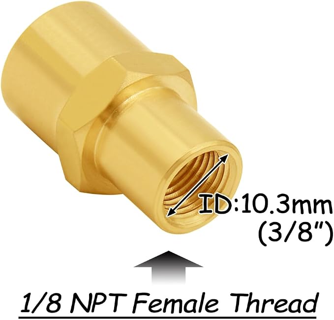 Uenede Brass 1/8" NPT Female to 1/4" NPT Female Reducer Adapter - Image 3