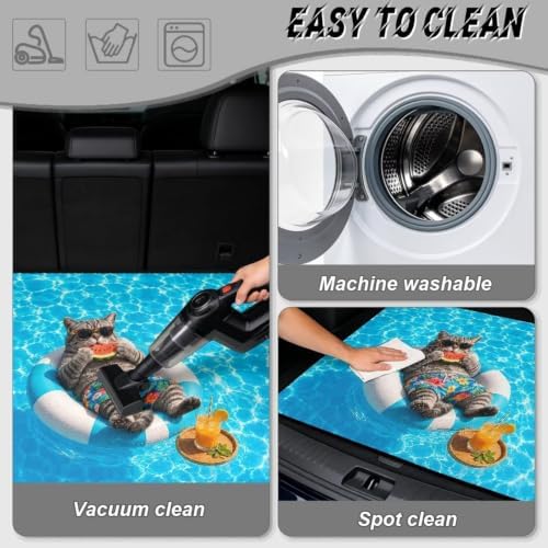 ELEQIN Trunk Mats for SUV Sedan Truck Pool Vacation Cat Print Car Cargo Liner - Image 5