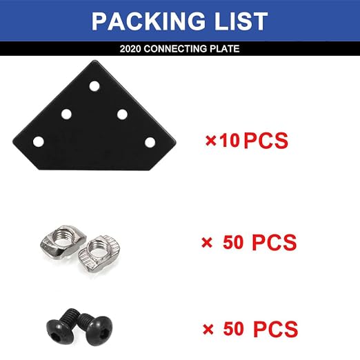 10pcs 2020 Extrusion Joint Plate Connector Corner L Bracket Black | 8020 V Slot - Image 3